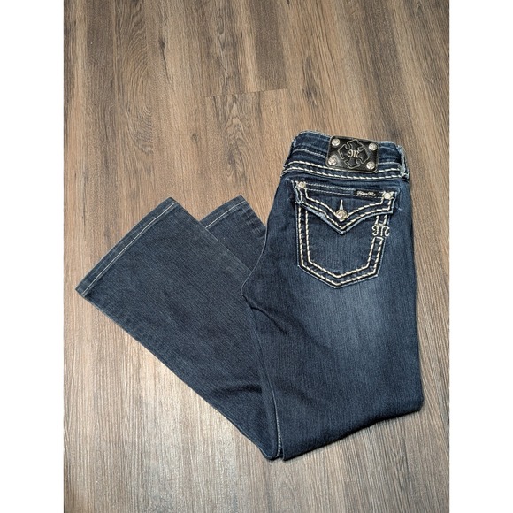 Miss Me Embellished Bootcut Jeans Womens Size 31 Dark Wash Denim Y2K - Picture 1 of 7